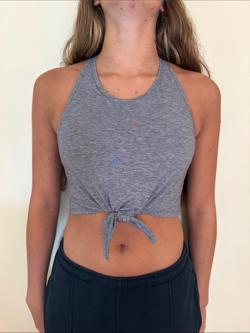 GAP Gray Tie-Front Halter Crop Top